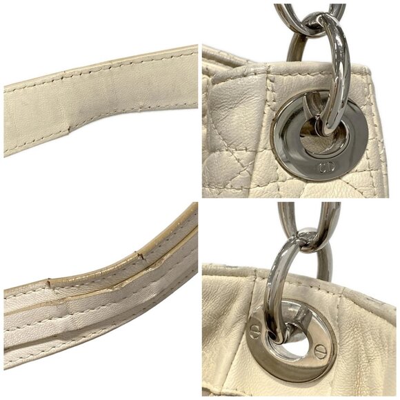 Auth DIOR/ChristianDior Dior Soft/Canage Stitching Cream Leather Shoulder Bag - Picture 16 of 16